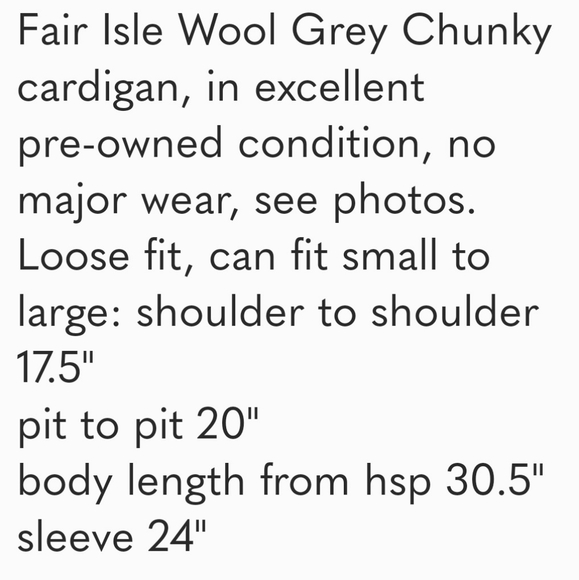 Fair Isle Wool Grey Chunky cardigan - Picture 3 of 3